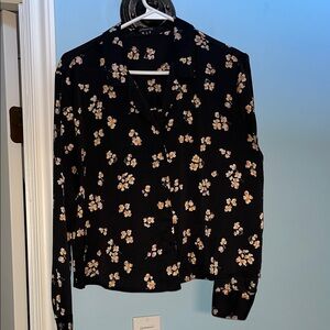 Dynamite Black Floral Blouse